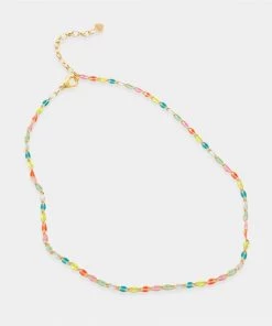 OMG Blings Multi Color Enamel Small Chain Necklace
