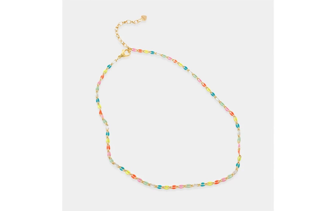OMG Blings Multi Color Enamel Small Chain Necklace 3 OMG Blings Multi Color Enamel Small Chain Necklace