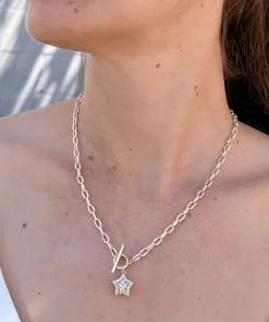 OMG Blings Enamel Chain With CZ Star Pendant Necklace Playsuits