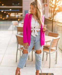 TCEC Women's Clothing Magenta Pink Blazer Jacket