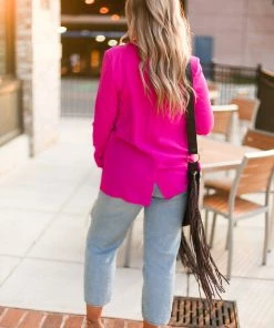 TCEC Women's Clothing Magenta Pink Blazer Jacket