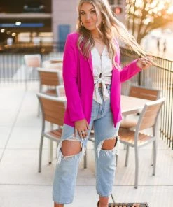 TCEC Women's Clothing Magenta Pink Blazer Jacket