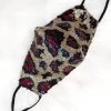 Hana Maroon And Gold Leopard Sequin Face Mask