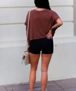 Mono B Mauve Boxy Style Basic Cropped Tee Women's Clothing 9 Mono B Mauve Boxy Style Basic Cropped Tee Women's Clothing