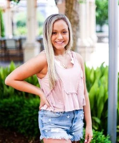 POL Mauve Embroidered Babydoll Tank Women's Clothing