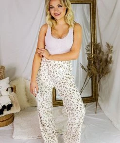 Crescent Women's Clothing Mauve Leopard Plush Pajama Pants 7 Crescent Women's Clothing Mauve Leopard Plush Pajama Pants
