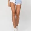 Vervet Mckenzie Color Block High Rise Denim Shorts Women's Clothing