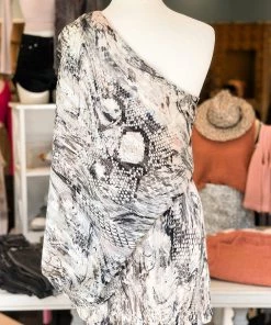 Tyche Metallic Snakeskin One Shoulder Mini Dress Women's Clothing