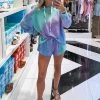 Fore Collection Mint Green And Lavender Tie Dye Short Set Women's Clothing