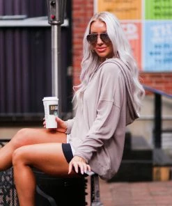 Mono B Mocha Casual V-Neck Pullover