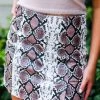 She & Sky Women's Clothing Mocha Faux Leather Snake Skin Mini Skirt