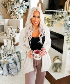 Wasabi + Mint Mocha Plush Fleece Cardigan Women's Clothing