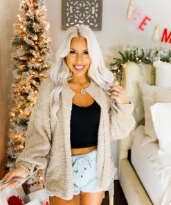 POL Women's Clothing Mocha Plush Lounge Robe