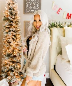 POL Women's Clothing Mocha Plush Lounge Robe