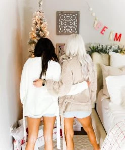 POL Women's Clothing Mocha Plush Lounge Robe