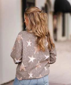 Adora Women's Clothing Mocha Star Patterned Sweater