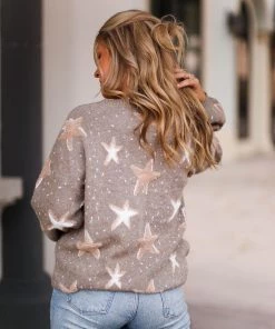 Adora Women's Clothing Mocha Star Patterned Sweater
