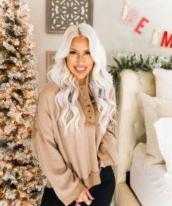 POL Mocha Studded Pullover