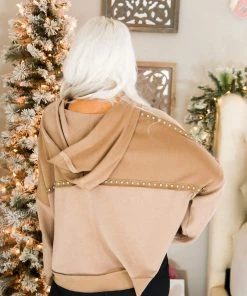 POL Mocha Studded Pullover