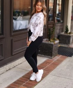 Le Lis Mocha Tie Dye Long Sleeve Pullover Women's Clothing