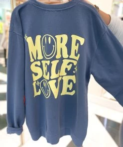 Bacon Lettuce Tomato More Self Love Blue Crewneck