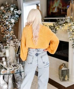 Le Lis Women's Clothing Mustard Yellow Chenille Turtle Neck Sweater
