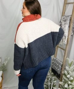 POL Navy Color Block Turtle Neck Sweater 9 POL Navy Color Block Turtle Neck Sweater