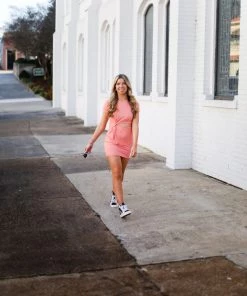 Blue Blush Neon Peach Cutout T-Shirt Mini Dress Women's Clothing