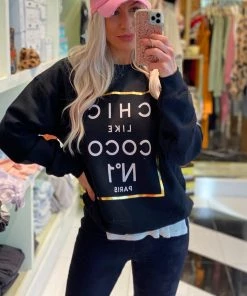 Alphia Women's Clothing No. 1 Like Coco Black Sweatshirt