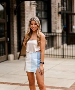 Le Lis Nude Silk Bandana Tie Top