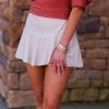 Do + Be Women's Clothing Off White Faux Leather Asymmetrical Ruffle Mini Skort