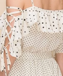 HYFVE Women's Clothing Off White Mixed Polka Dot Jumpsuit