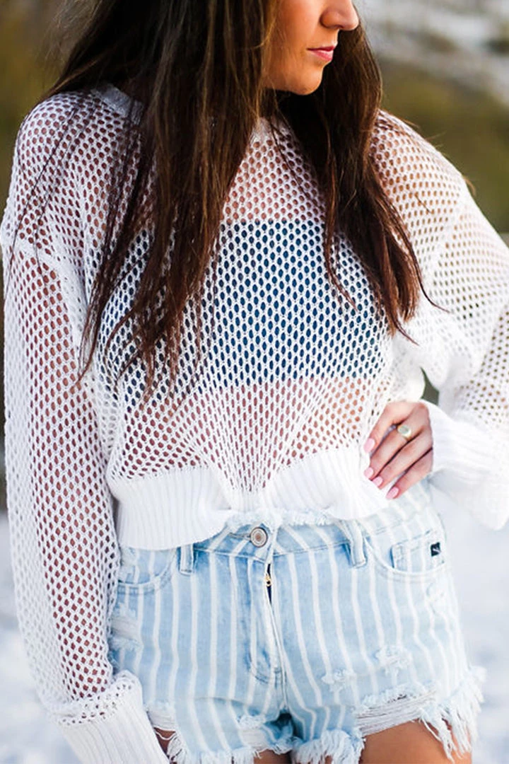 HYFVE Women's Clothing Cream Open Knit Sweater 3 HYFVE Women's Clothing Cream Open Knit Sweater