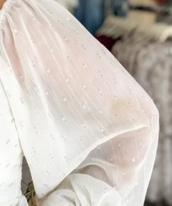 Illa Illa Off White Shimmer Blouse Women's Clothing