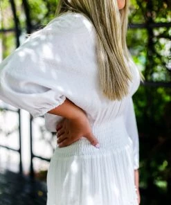 Entro Off White Smocked Dress Women's Clothing