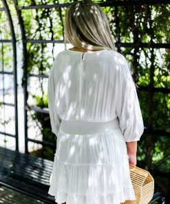 Entro Off White Smocked Dress Women's Clothing
