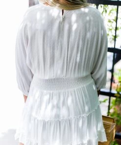 Entro Off White Smocked Dress Women's Clothing