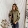 Newbury Kustom Women's Clothing Olive Green Star Patch Jacket