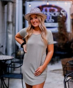 HYFVE Olive Green T-Shirt Mini Dress