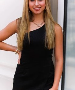 Do + Be Women's Clothing One Shoulder Black Croc Pattern Romper