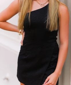 Do + Be Women's Clothing One Shoulder Black Croc Pattern Romper