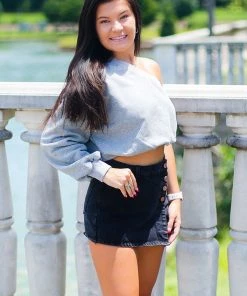 Vintage Shop Heather Grey One Shoulder Sweatshirt