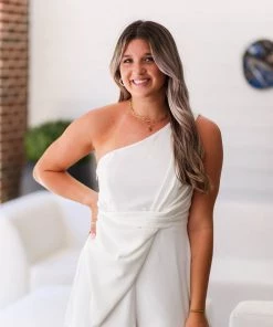 Do + Be One Shoulder Twist Detail White Romper