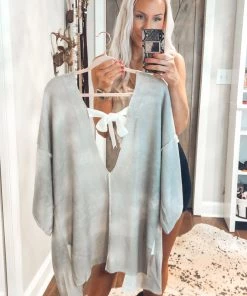 POL Women's Clothing Open Back Grey Knit Cardigan