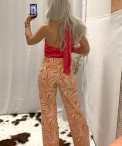 Bailey Rose Orange Multicolor Straight Leg Jeans