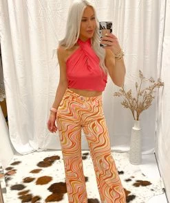 Bailey Rose Orange Multicolor Straight Leg Jeans