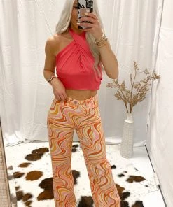 Bailey Rose Orange Multicolor Straight Leg Jeans