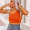 Le Lis Orange One Shoulder Cropped Tank Women's Clothing
