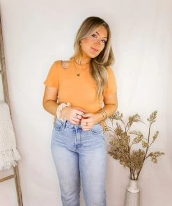 Le Lis Orange Ruched Cutout Top Women's Clothing