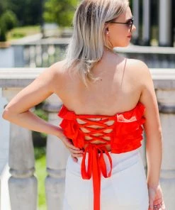 Item Ditto Women's Clothing Orange Ruffle Tube Top